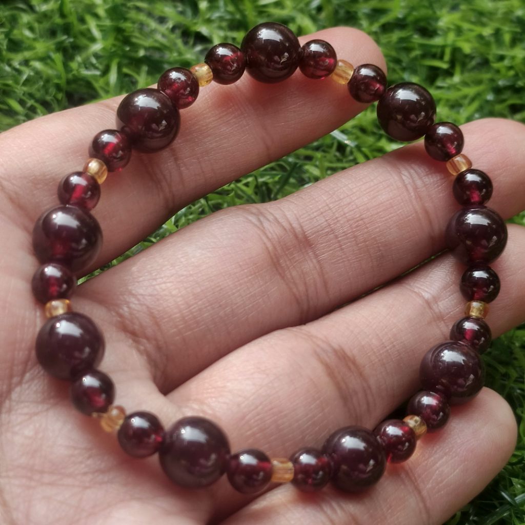 Gelang Batu Alam Natural Red Garnet Star-Gelang Crystal-Gelang Kristal