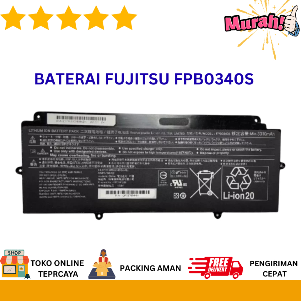 Baterai Laptop Fujitsu LifeBook U937 U938 U939 E548 Model FPB0340S
