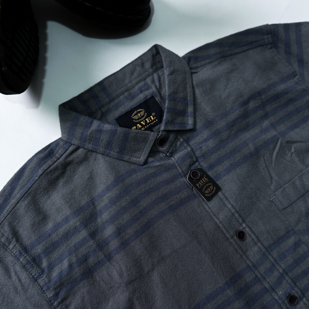 Kemeja flanel semi wool premium lengan panjang unisex kemeja pria dan wanita motif kotak 58