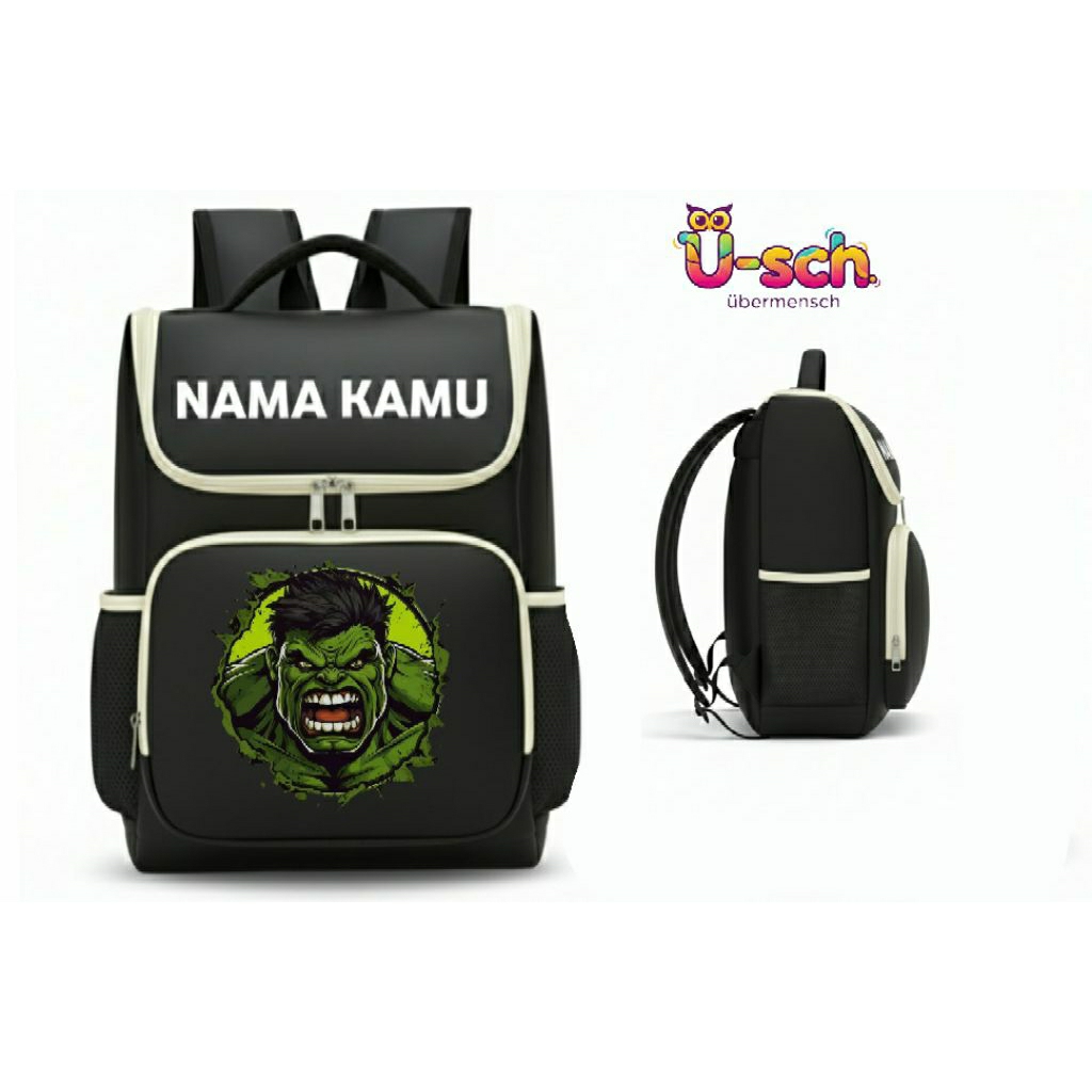 Tas sekolah anak TK/SD Karakter HULK - Bisa custom nama sendir