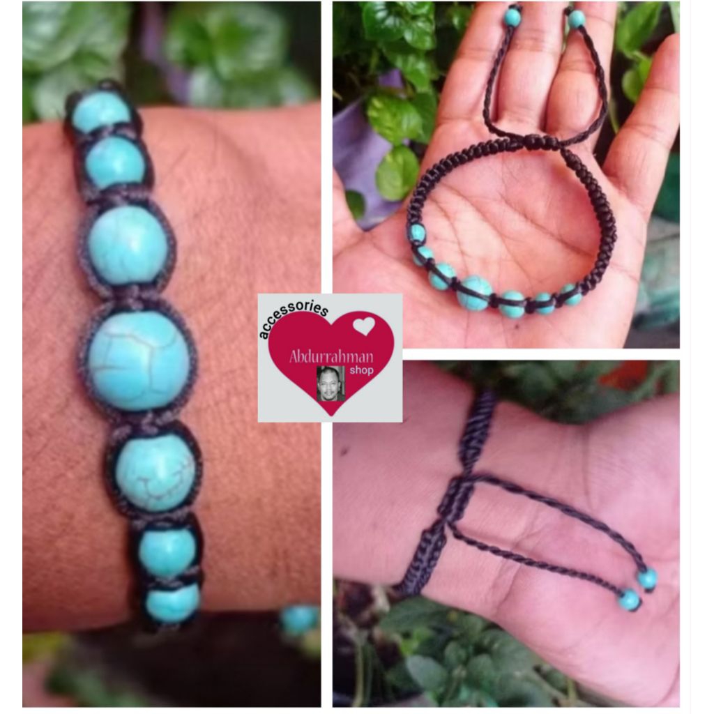 GELANG MACRAME 7 MATA BATU PIRUS TIBET