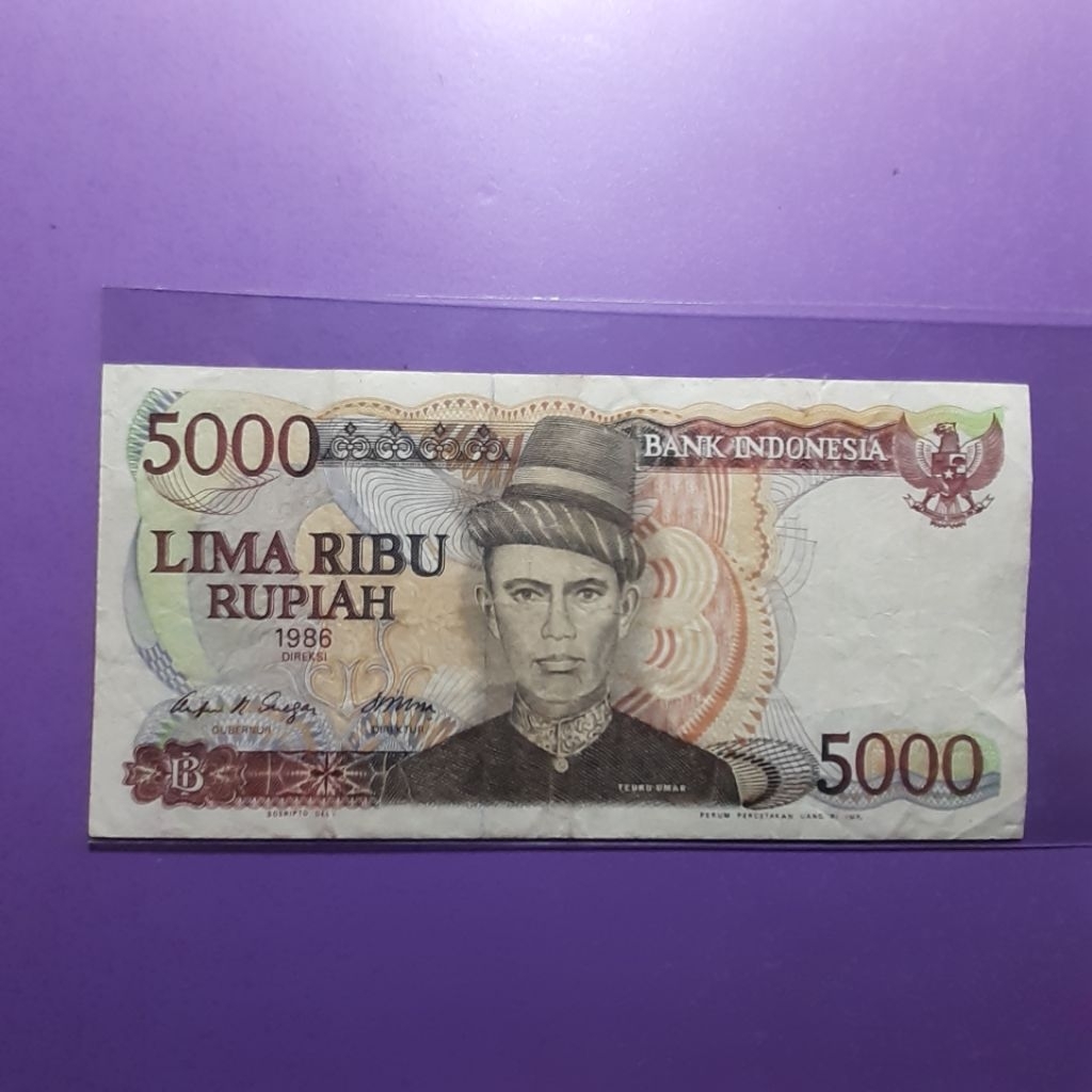 Uang kuno 5000 rupiah teuku umar 1986
