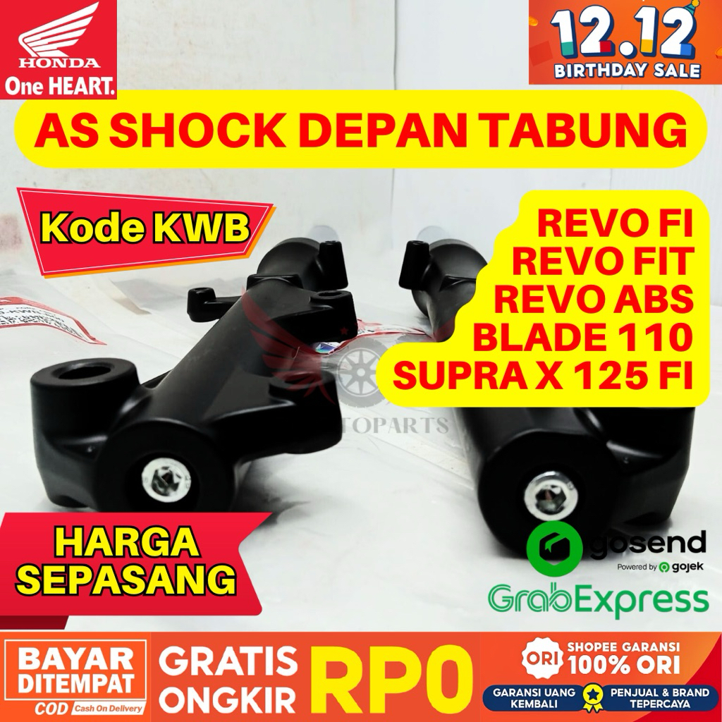 KWB AS SHOCK DEPAN TABUNG SEPASANG KIRI KANAN REVO FI ORIGINAL AHM HONDA, AS SHOCK DEPAN TABUNG REVO