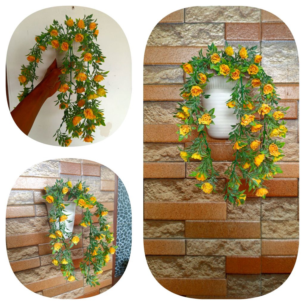 Mawar kecil dinding juntai bunga hias artificial imitasi palsu plastik