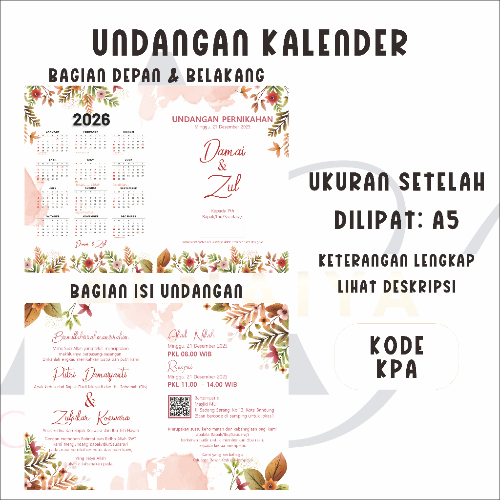 UNDANGAN KALENDER LIPAT/UNDANGAN KALENDER/UNDANGAN PERNIKAHAN KALENDER/UNDANGAN MURAH/UNDANGAN MINIM