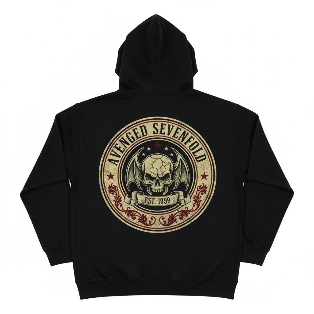 HOODIE AVENGED SEVENFOLD DEATHBAT SKULL Vintage Est 1999 A7X Jaket Jumper Band Rock Metal Premium