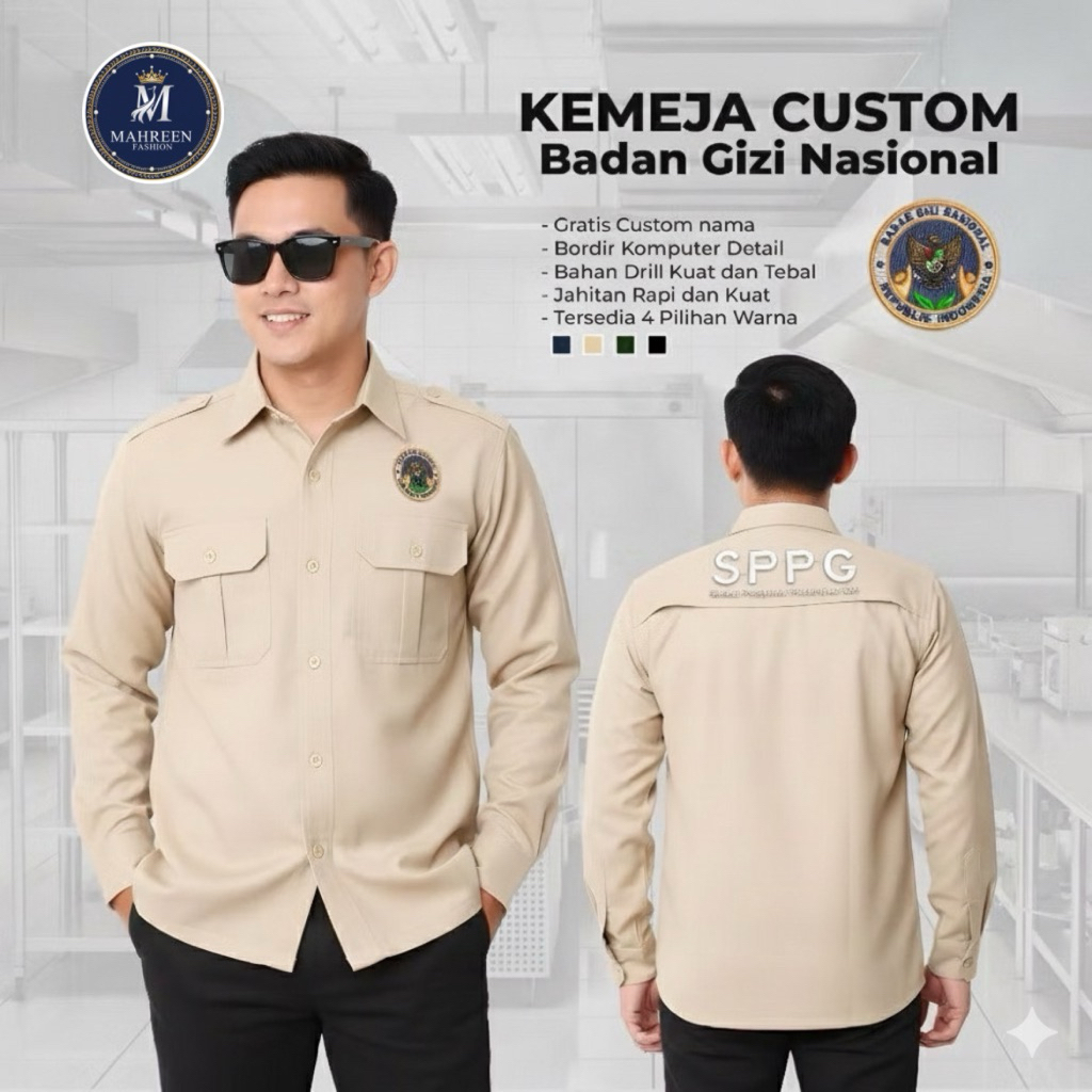 Kemeja BGN SPPG Custom Badan Bordir Logo / Nama