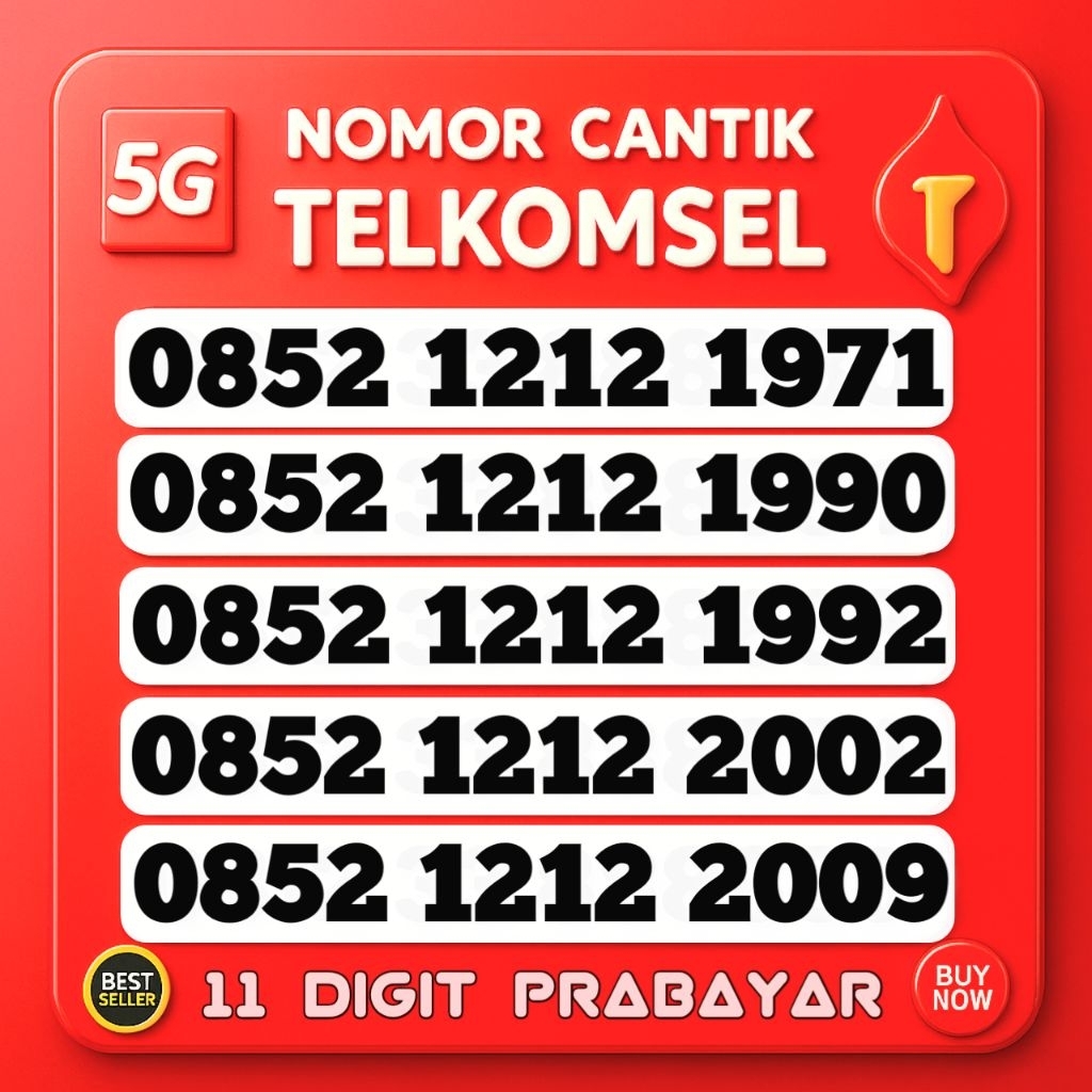 Nomor Cantik Telkomsel Simpati 1212 Tanggal  Bulan Tahun Lahir 12 Desember 1971 1990 1992 2002 2009 