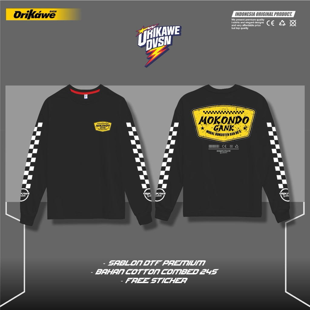 T-Shirt Longsleeve MOKONDO GANK Original ORIKAWE.DVSN Cotton Combed 24s Free Stiker Unisex Pria Wani