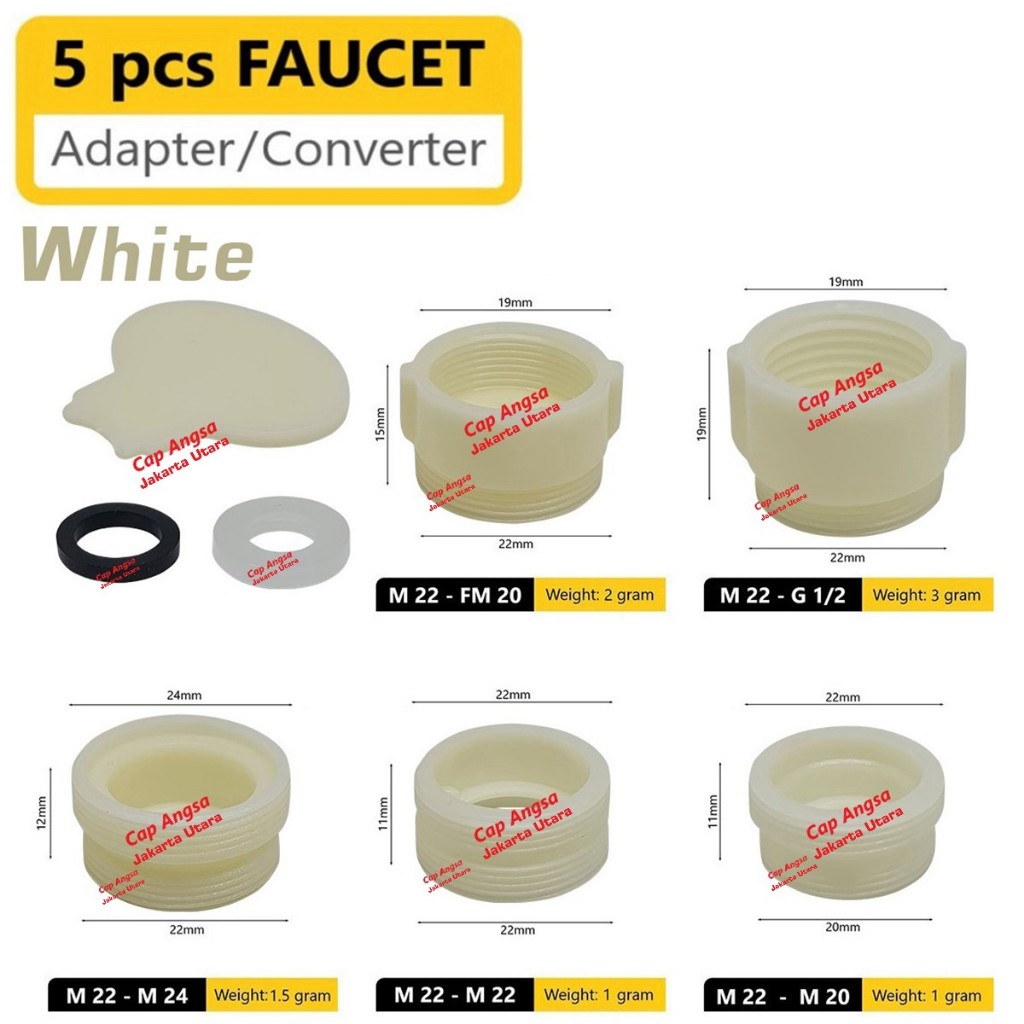 [CAPANGSA_01] Adaptor Keran Universal 5 Ukuran 1 Pack | Adapter Kran Faucet Filter Selang Hose Sambu