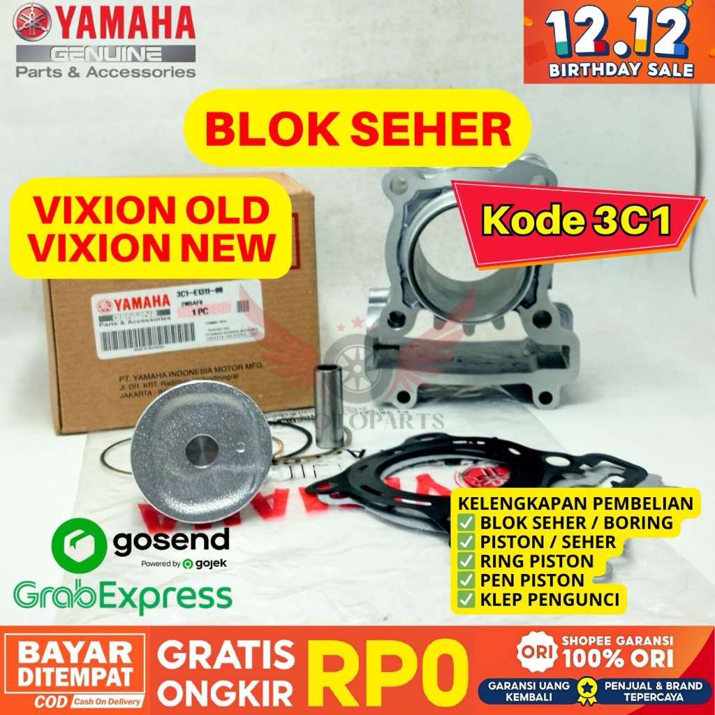 3C1 BLOK SEHER FULL SET VIXION ORIGINAL YAMAHA GENUINE PARTS, PAKET BLOK SEHER VIXION NEW, PAKET LEN