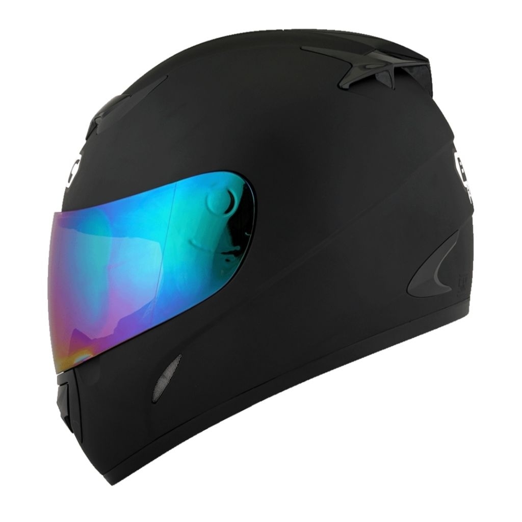 HELM BMC BLADE 200 SOLID BLACK DOFF VISOR RAINBOW BMC HELM BLADE 200 FULL FACE