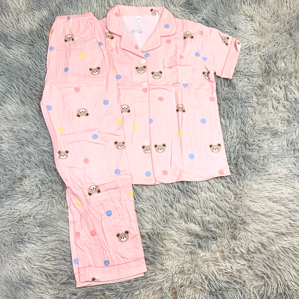 Tebobok - CP Tebal Kaos Korea Full Kancing Baju Tidur Import Korea