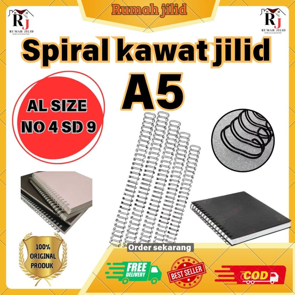 spiral kawat ring spiral spiral jilid A5 isi 100 batang murah