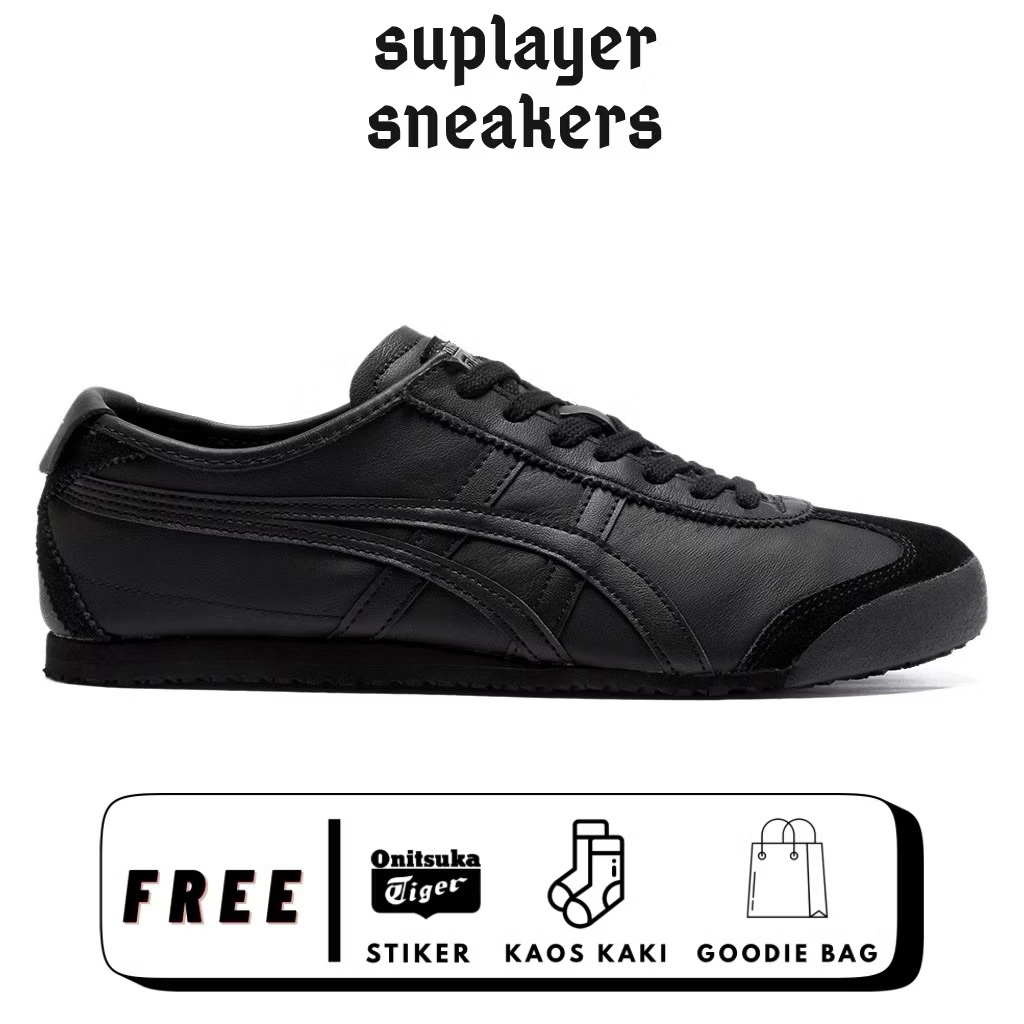 Sepatu Onitsuka Tiger Mexico 66 All Black Sepatu Pria Wanita Sneakers Full Black Casual Keren Terlar