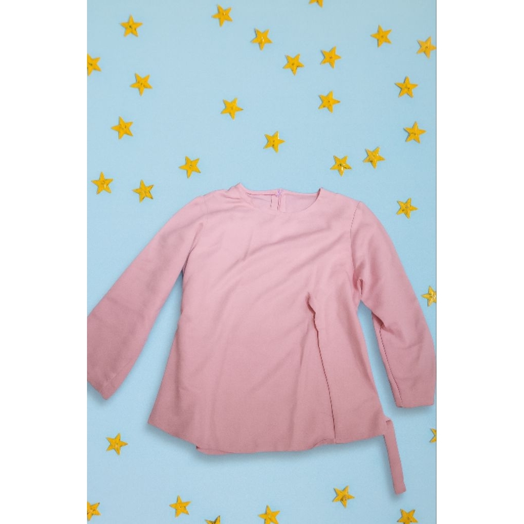 Baju Atasan Blouse Straight Cut Wanita Warna Pink Pastel A4