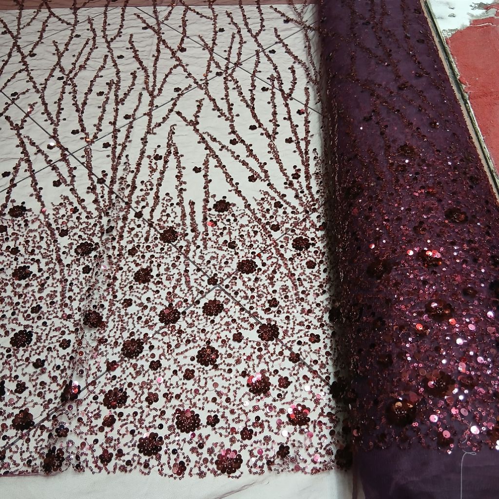 Kain tile payet siquin lucena jepang / kain tile payet siquin mewah ful aksesoris