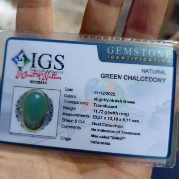 CINCIN BATU AKIK IJO GARUT ODIM LAWASAN MEMO IGS IJO GARUT GREEN CHALCEDONY DARSON OHEN