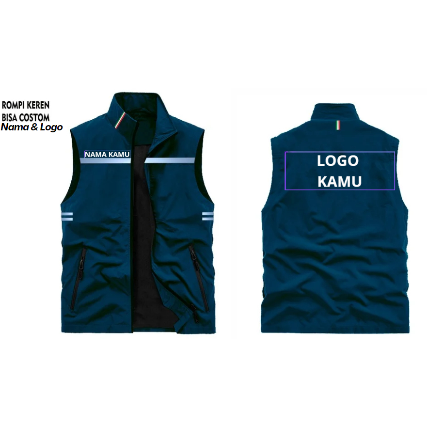 Rompi Sport | Rompi Seragam Custom Logo & Nama Sendiri Sablon | Rompi Outdoor Custom Logo Nama & Per
