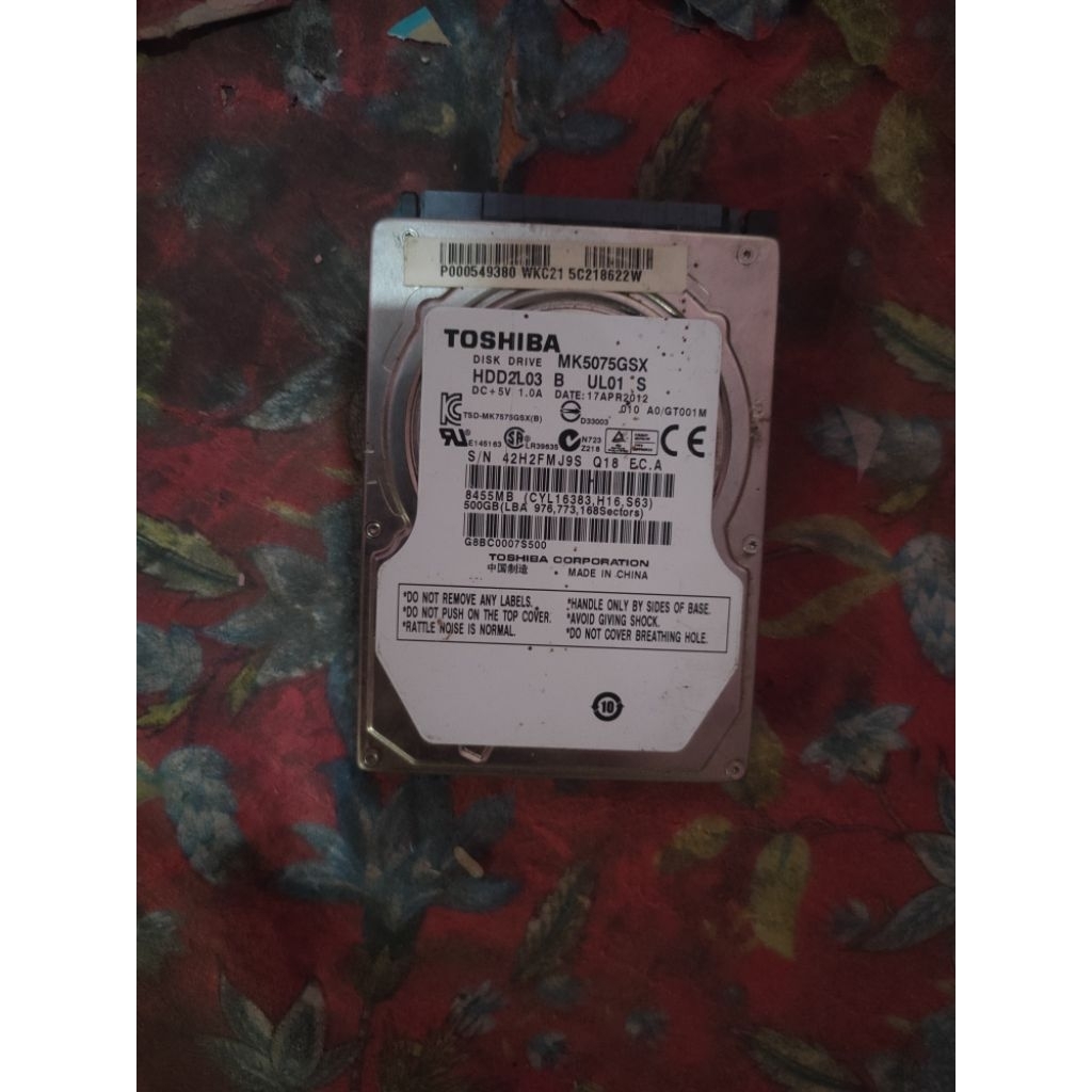 hardisk laptop Toshiba 500gb