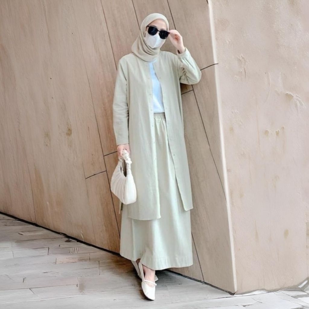 Yerin Linen Oversize Tunic Set | Setelan Rok