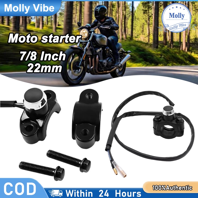 Tombol Stater Motor 22mm - Switch Starter/Stop Rotaty Bar Clamp Universal 7/8 Handlebar Aluminium