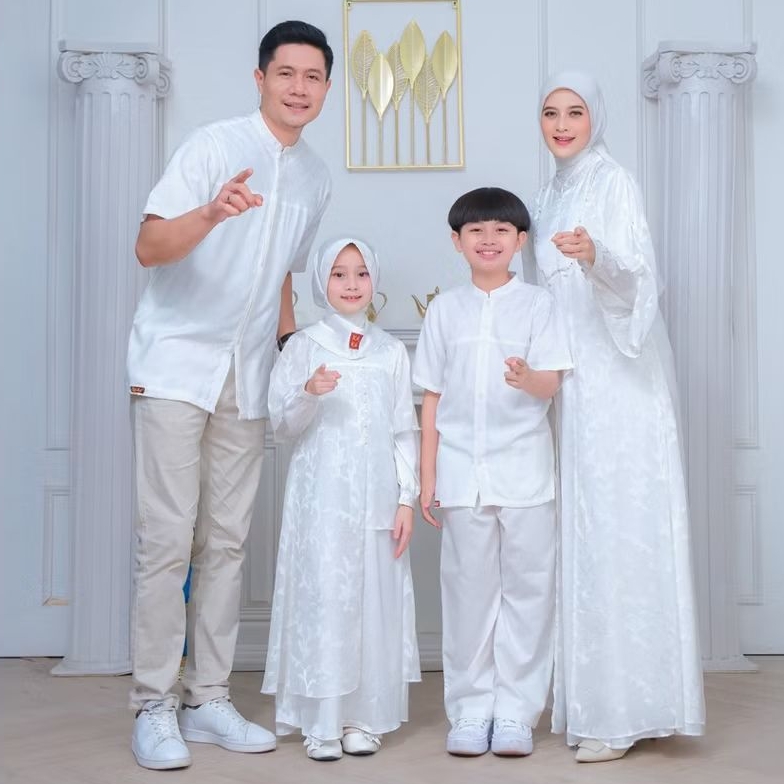 KEKE SARIMBIT KELUARGA 2026 AMIRA SERIES WHITE Family Set Muslim Gamis Koko Ria Ricis Moana Lebaran