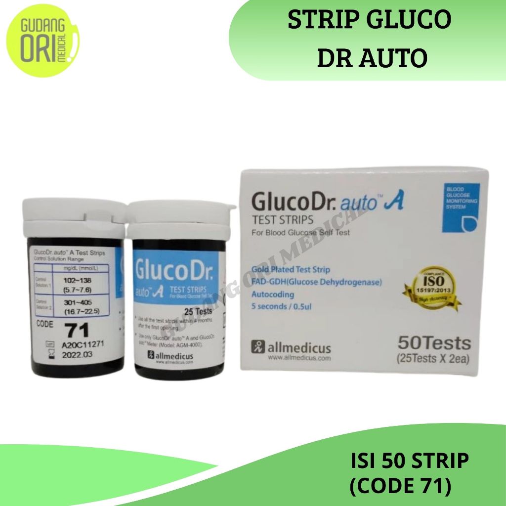 Gluco Dr Auto isi 50 test strip / Strip gluco Dr auto AGM4000 Code 71