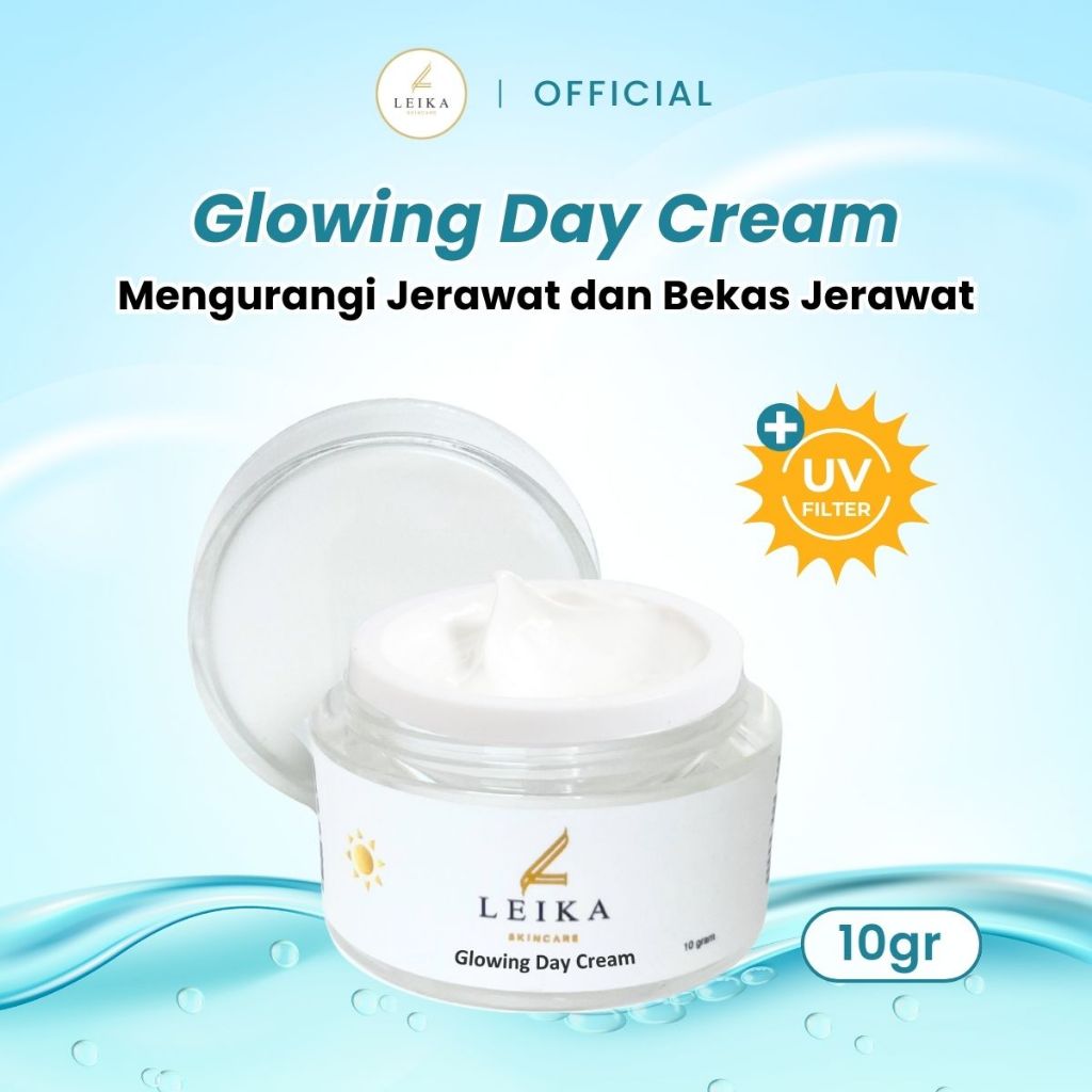 Leika Skincare Glowing Day Cream BPOM & Halal MUI Krim Jerawat dan Bekas Jerawat Hitam Bopeng Bekas 
