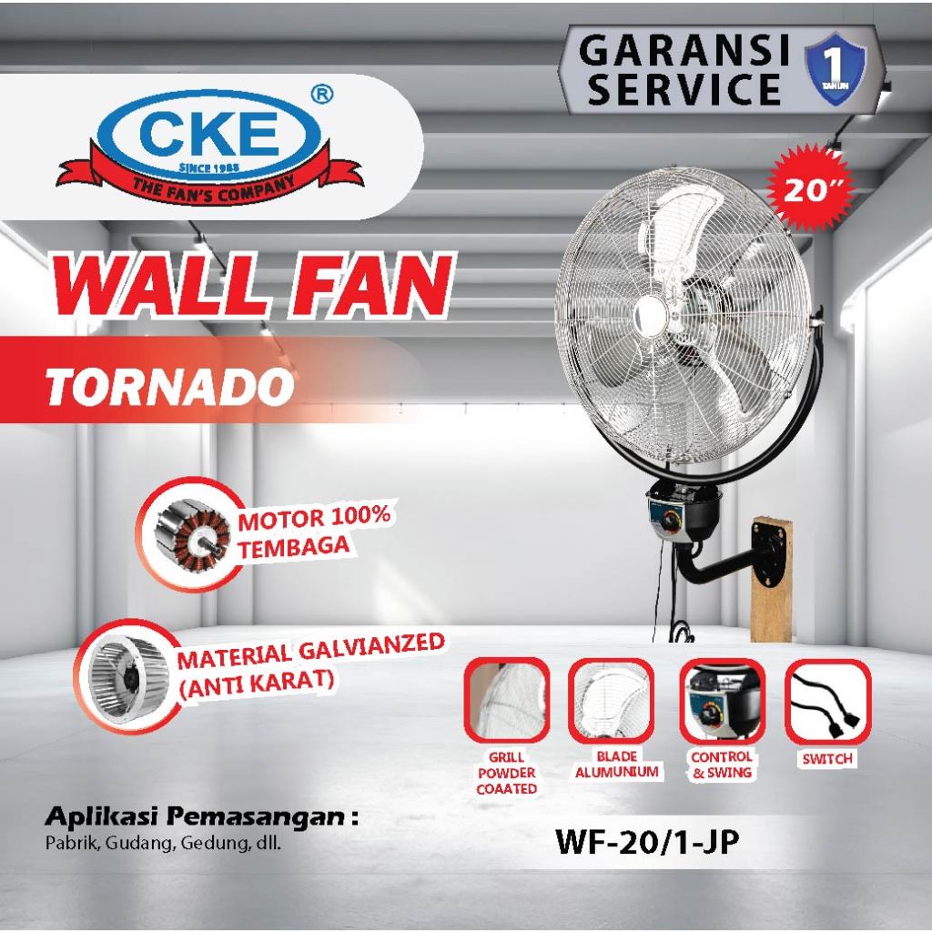 Wall Fan Tornado / Kipas Angin Dinding Tembok Besi 20" Inch 50 CM