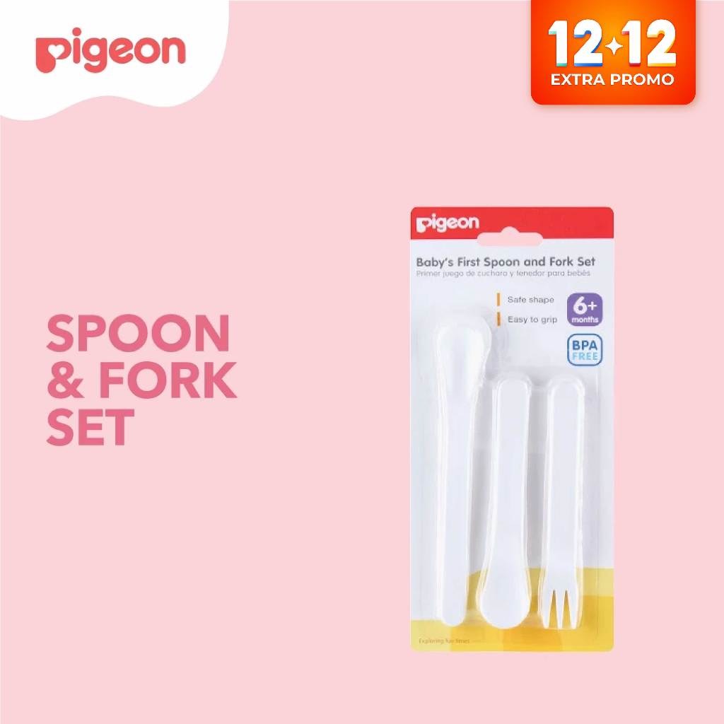 [PROMO 12.12] PIGEON Spoon and Fork Set | Feeding Set | Alat Makan Bayi | Peralatan Makan Bayi | Ala