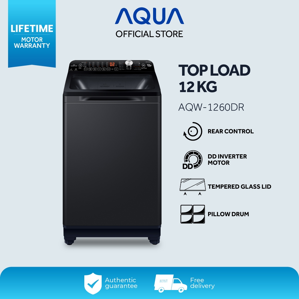AQUA Elektronik AQW-1260DR Mesin Cuci Top Loading 12 Kg - DD Inverter