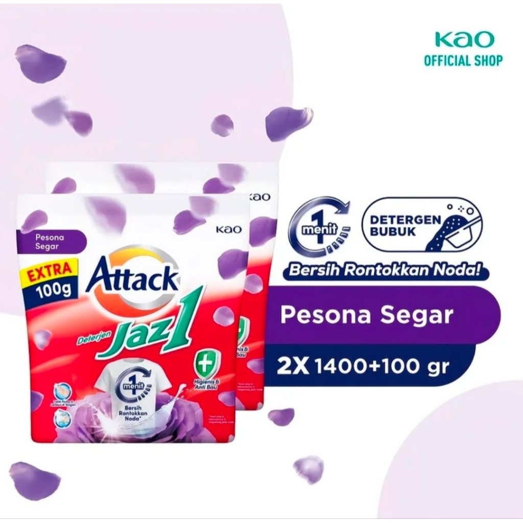 Attack jazz 1 twinpack  ( BELI 2 LEBIH HEMAT ) - deterjen bubuk sabun cuci baju