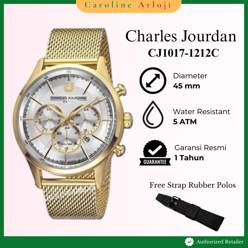 Jam tangan Pria Charles Jourdan CJ1017-1212C Garansi resmi 1 Tahun Rantai Pasir Analog Chronograph