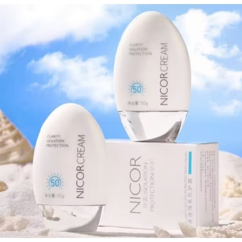 NICOR UV Sunscreen 50ml SPF50 PA+++ Cream UV Sunblok Cream Refreshing Whitening Waterproof-SS