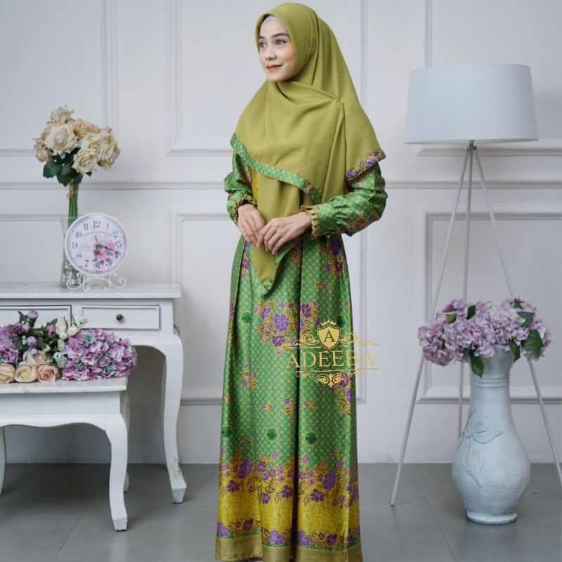 Gamis Muslimat NU Semi sutra Gamis Muslimat Semi Sutra Hijau Muda