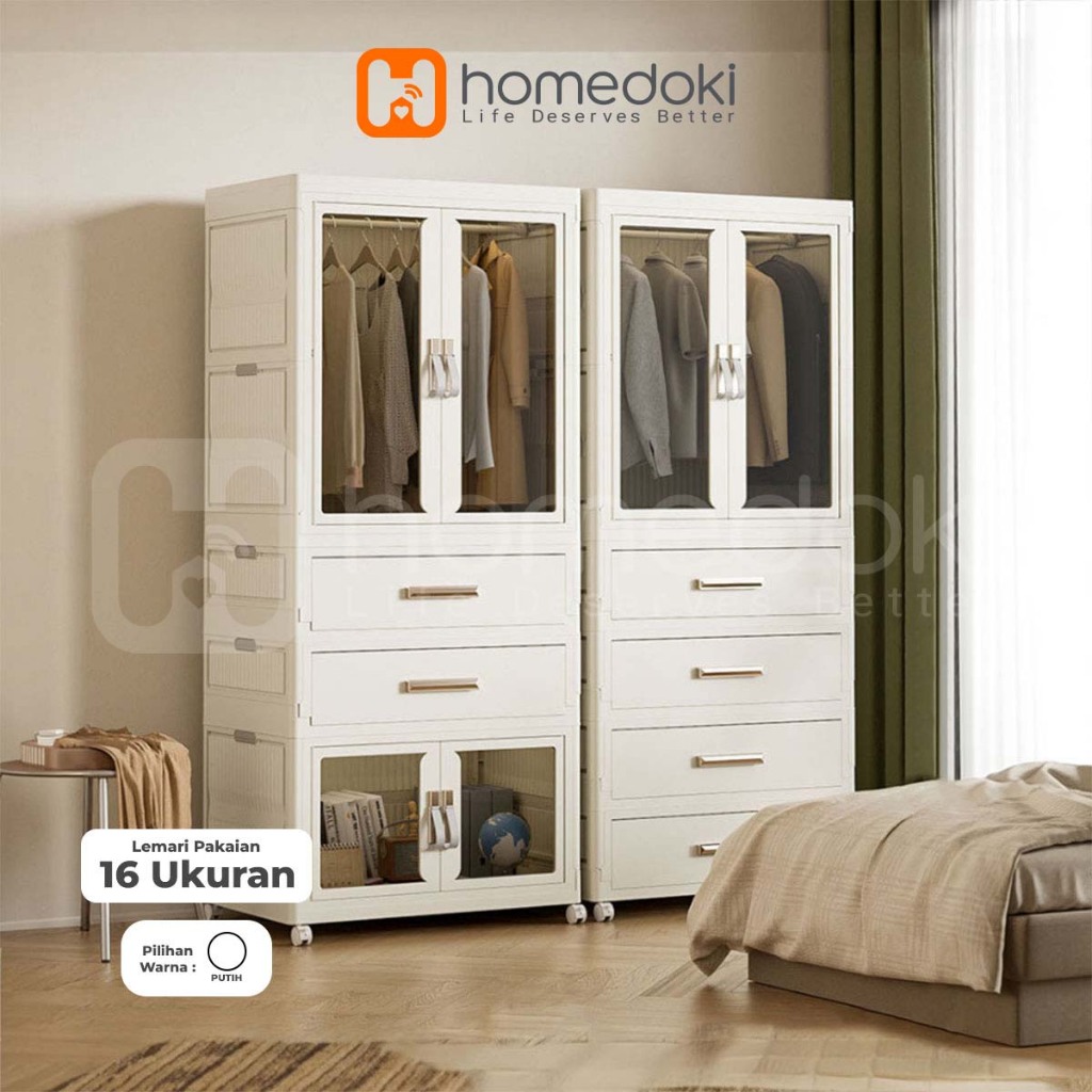 Homedoki Lemari Plastik/Lemari Plastik Susun/Lemari Baju Aesthetic/Lemari Pakaian/Lemari Pakaian Pla