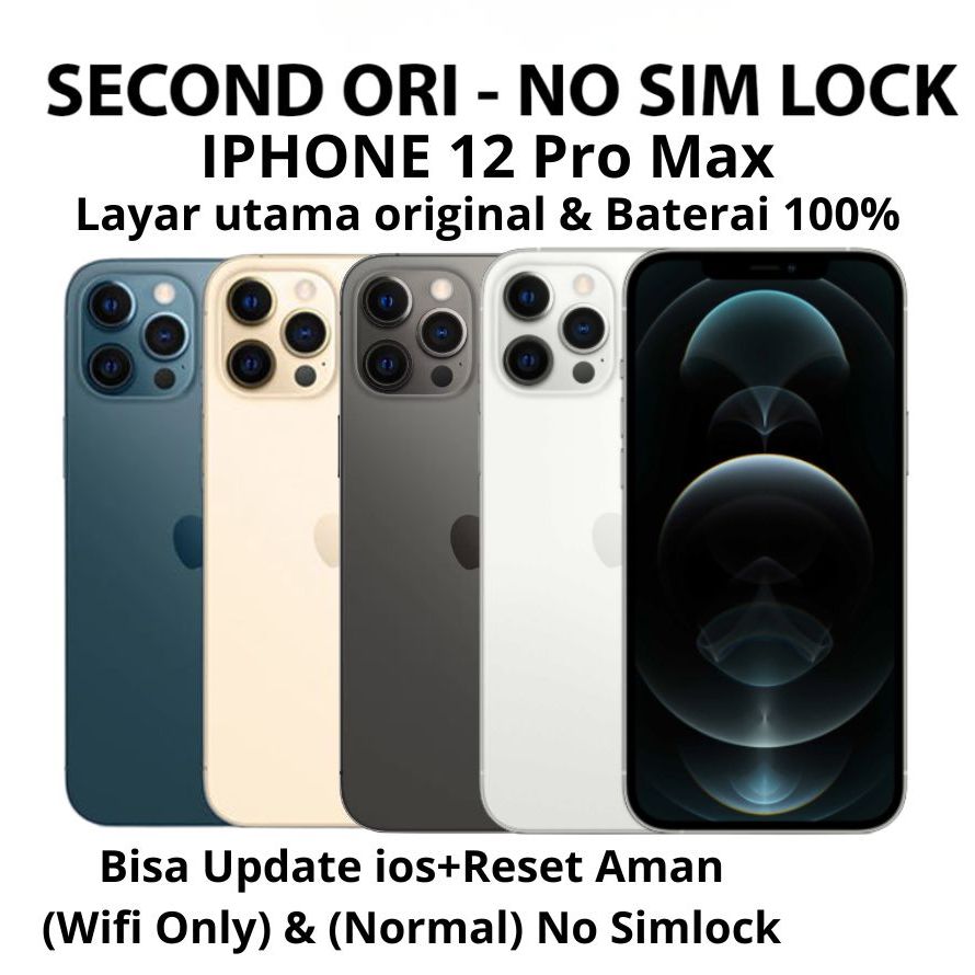 IP12 PRO MAX 128GB 256GB 51GB 12 ProMax Second handphone Fullset