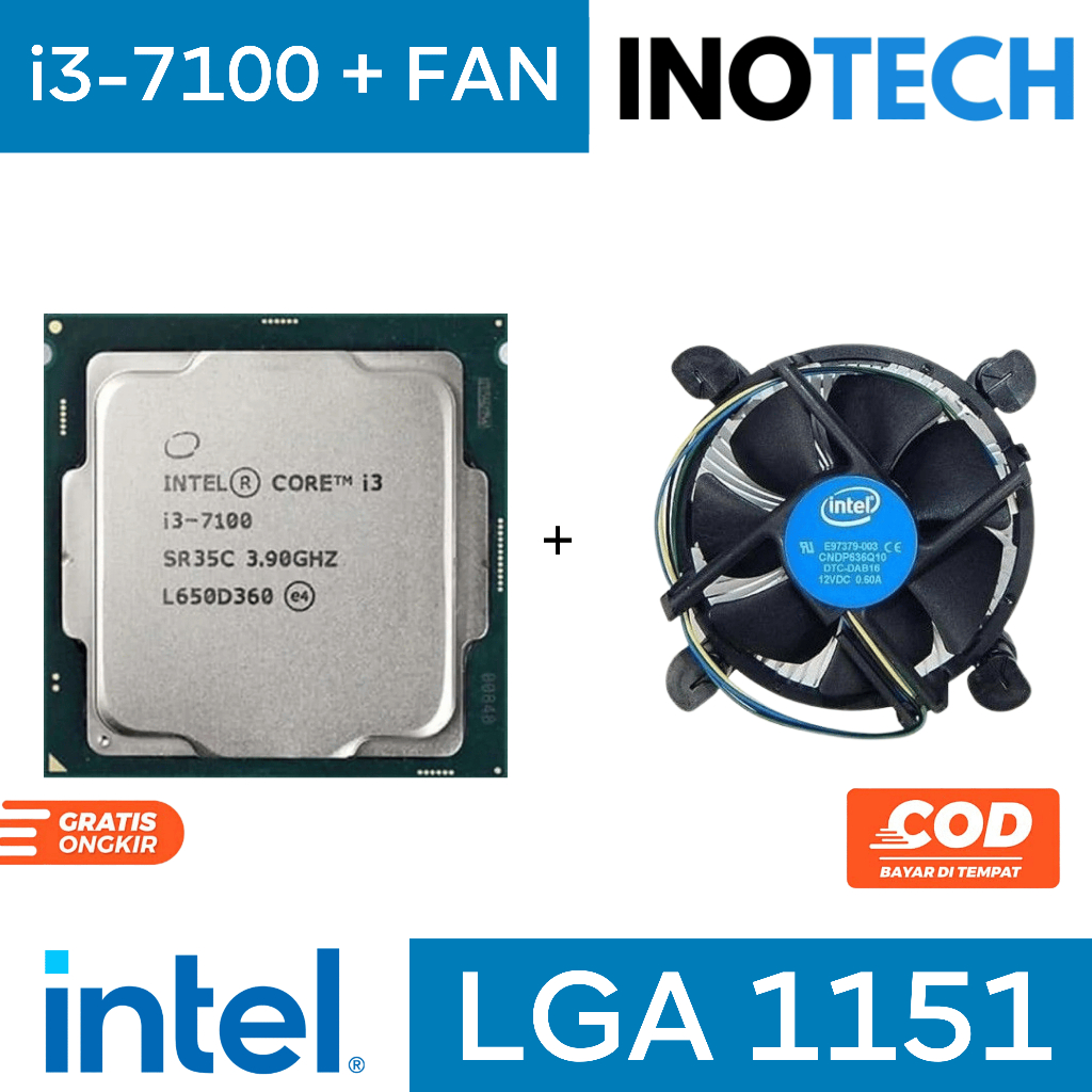 [COD] PROSESOR INTEL CORE i3-7100 KABY LAKE 3.9GHz LGA 1151 - PROCESSOR TRAY + FAN ORIGINAL - GARANS
