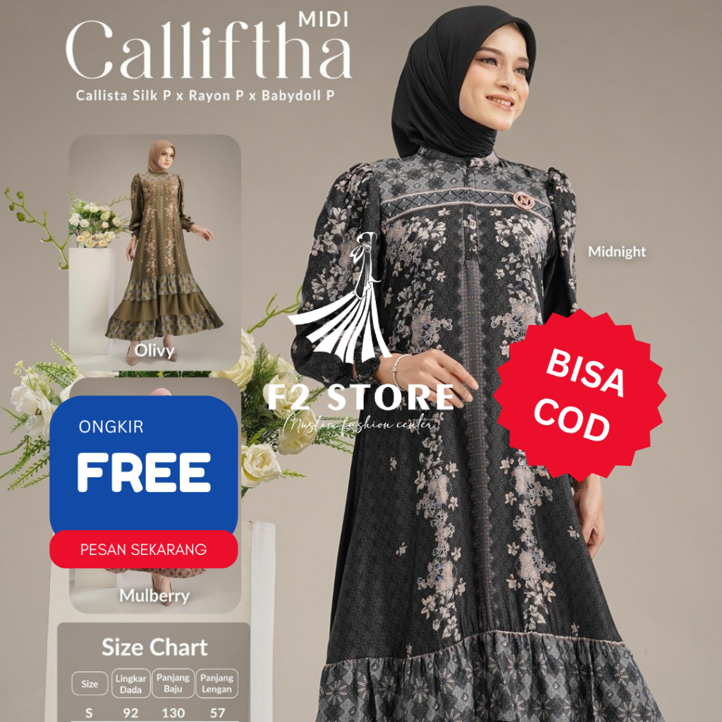 BUSANA MUSLIM SARIMBIT COUPLE NADHEERA LUXURY ORIGINAL - CALLIFTHA MIDI DRESS