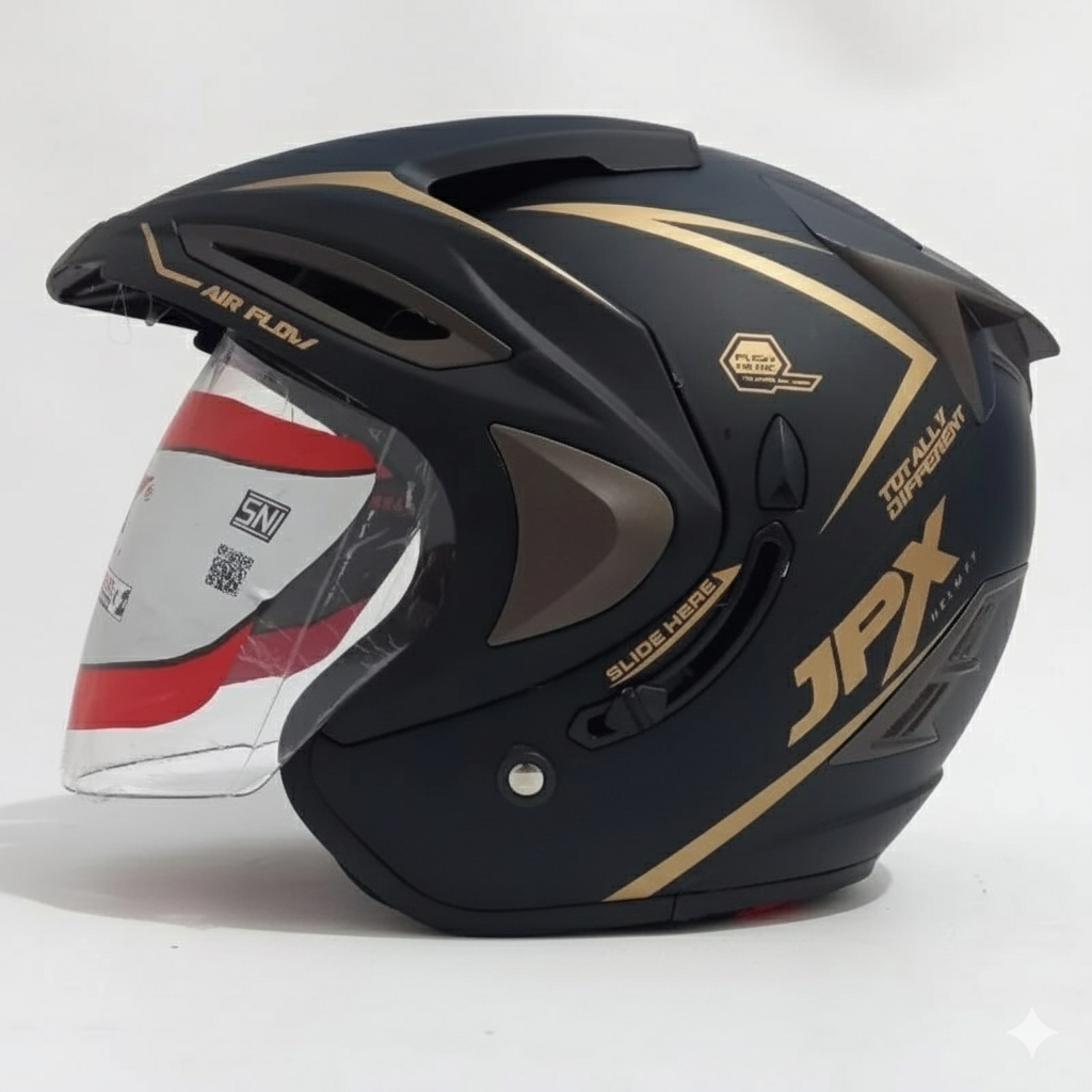 Helm JPX Supreme2 Solid Half Face Double Visor Original