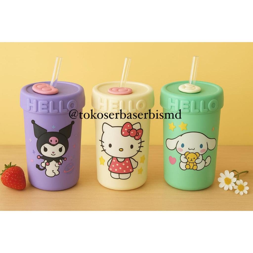 Gelas Kaca Sanrio/Botol Kaca Sanrio/Botol Lucu
