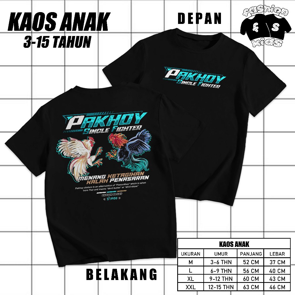 Kaos Anak Ayam Petarung Thailand Pama Pakhoy Bangkok Jago - Baju Ayam Aduan Single Fighter Menang Ke