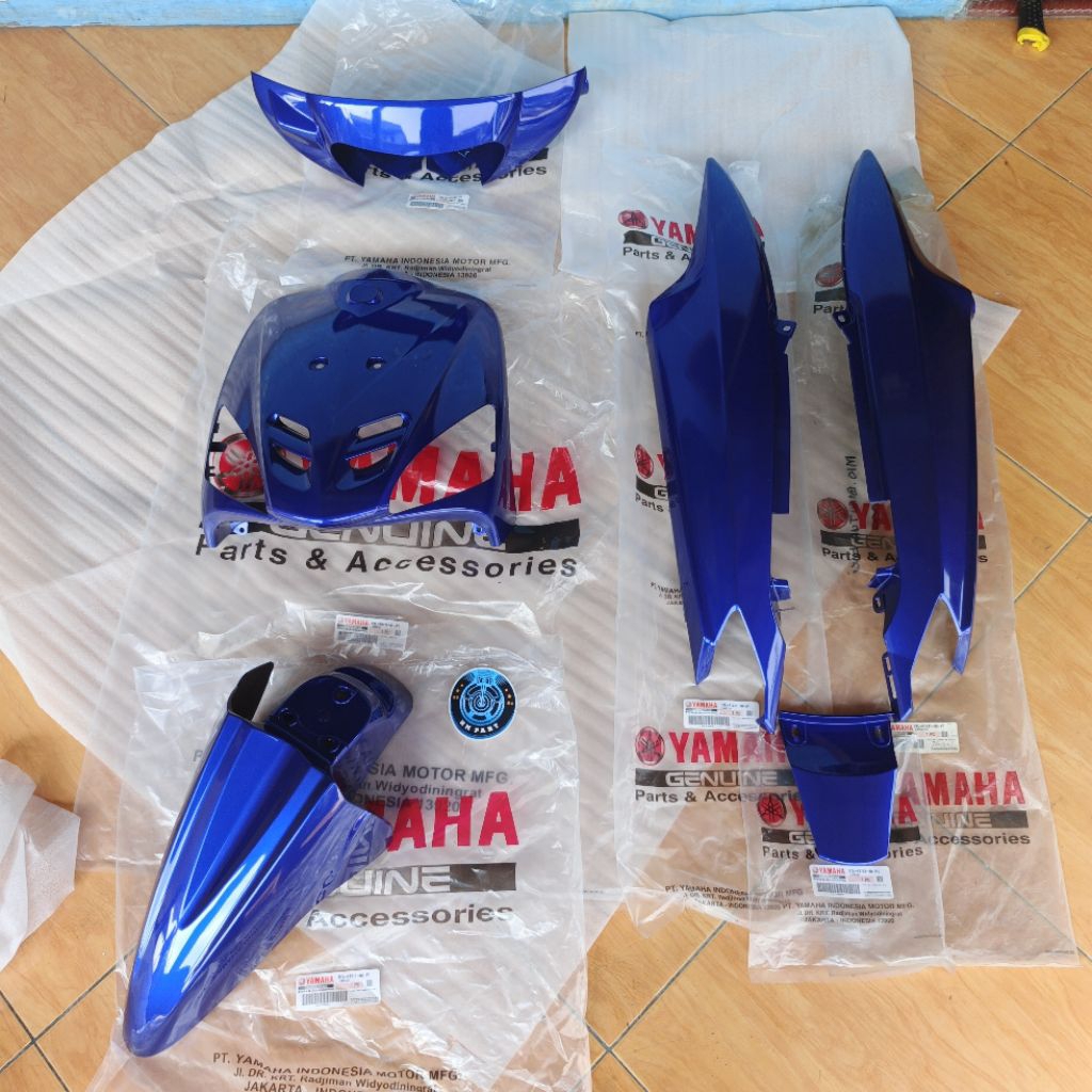 FULLSET COVER BODY ALUS MIO SPORTY BIRU TUA ORIGINAL ORI YAMAHA SPAKBOR TAMENG BATOK