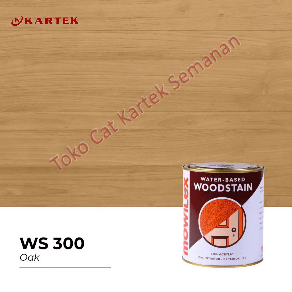 Mowilex Waterbased Woodstain Cat Pernis Politur Kayu Eksterior Interior WS-300 OAK 1L 1KG