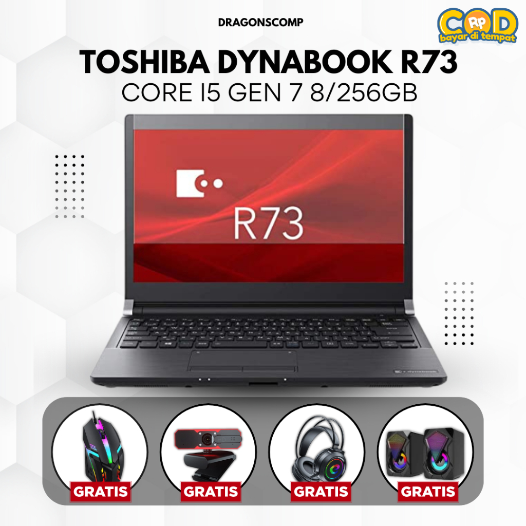 Laptop Toshiba Dynabook R73 Core i5 Gen 7 Ram 8/256GB - Laptop Murah Bergaransi