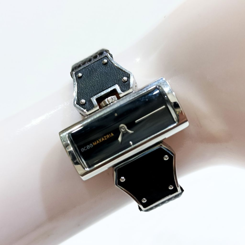 Jam Tangan BCBG Max Azria Visionaire Black Snake Skin Quartz Watch Wanita Cewek Kulit Unik Antik Lan