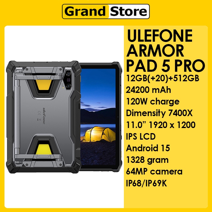 Ulefone Armor Pad 5 Pro | 5G | 12GB+512GB | Dimensity 7400X | 11" IPS LCD | Night vision | rugged