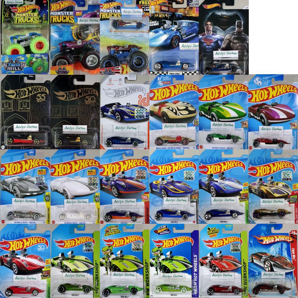 hot wheels hw braille racer twin mill ID factory sealed batman v superman team 50 55 years ban putih