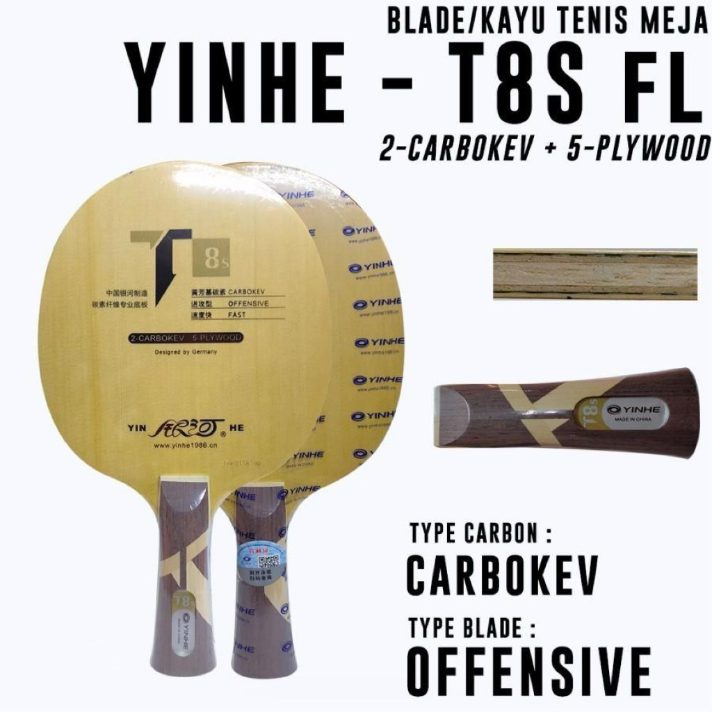 Kayu Bet Pingpong Tenis Meja YINHE T8S CARBOKEV Original